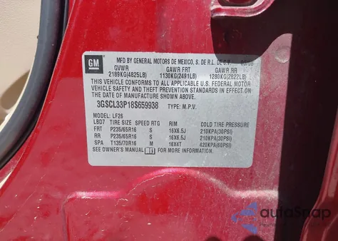 2008 Saturn Vue Xe from USA, damaged, VIN 3GSCL33P18S659938